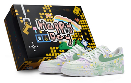 Кроссовки Nike Air Force 1 Skateboard мужские низкие фиолетово-белые зеленые фиолетовые белые cw2288-111(team80-男款吟晚春s-box） | green purple white