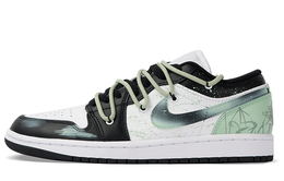 Air 1 Устойчивые к скольжению и истиранию амортизирующие баскетбольные кроссовки мужские черно-зеленые Jordan 553558-131(team拾柒-男款低帮丛竹生球鞋) | black green