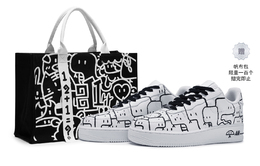 Кроссовки Nike Air Force 1 Skateboard мужские низкие черно-белые cw2288-111(team80-男款圈圈蛇s-box) | black white