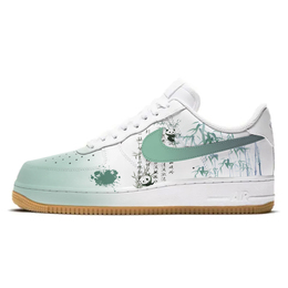 Nike Air Force 1 Антискользящие Износостойкие Низкие Кроссовки для Скейтбординга Мужские Белые Зеленые dj2739-100(team10-熊猫书法) | white green