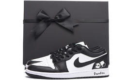 Air 1 Противоскользящие Балансирующие Ударопрочные Низкие Винтажные Баскетбольные Кроссовки Мужские Черно-Белые Jordan 553558-131(team59-男款熊猫十sbox) | black white