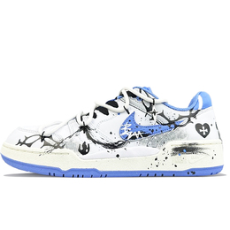 Полноразмерные противоскользящие низкие скейтерские кроссовки мужские бело-синие Nike fb1362-100(team40-幽静森林) | white blue