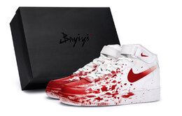 Nike Air Force 1 Противоскользящие и износостойкие мид-топ скейтбордские кроссовки мужские белые красные cw2289-111(team80-男案发现场中sbox) | white red