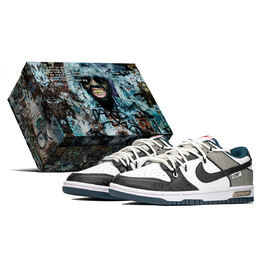 Кроссовки Nike Dunk Skateboarding Shoes Men Low-top Black/grey, черный/серый dd1391-400(teama-泼墨涂鸦s-box) | black/gray