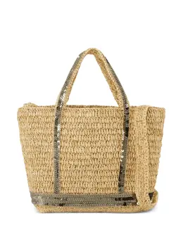 Vanessa Bruno sequin-embellished raffia tote bag 31069415