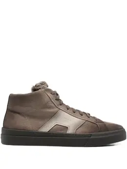 Santoni leather shearling sneakers 31437522