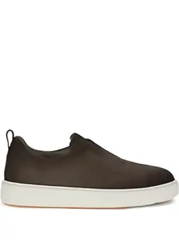 Кожаные кеды без застежек Santoni, коричневый 31125579 | коричневый