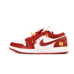 Jordan Баскетбольные кроссовки Air 1 Rose Connection с низким верхом, нескользящие, винтажные, мужские, белые, красные fj3459-160(team189-玫瑰之缘) | white red