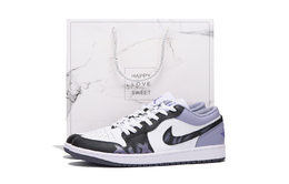 Jordan Баскетбольные кроссовки Air 1 с нескользящим и износостойким покрытием, низкие, винтажные, мужские, белые, фиолетовые 553558-145(team拾伍-男款白蓝三sbox) | white purple