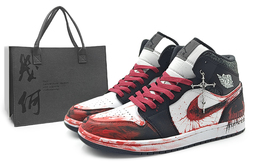 Jordan Баскетбольные кроссовки Air 1 Mid SE "Panda Elephant" износостойкие, винтажные, среднего размера, мужские, черно-красные fb9911-001(team1284-血影深渊 s) | black red