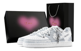 Nike Низкие износостойкие кроссовки Court Vision White Thorn Heart Box для скейтбординга, светло-серые, мужские hm9862-002(team529-白色荆棘-爱心礼盒) | gray white