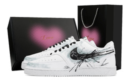 Nike Кроссовки для скейтбординга Court Vision 1, мужские, низкие, белые/черные/зеленые dh2987-101(team773-电光流影-爱心礼盒） | white