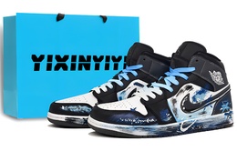 Баскетбольные кроссовки Air 1 Abrasion Resistance Mid Top Vintage, мужские, цвет Ice Blue Jordan, Ice Blue (Shopping Bag) dq8426-001(team400-冰焰燃祭男女款蓝) | ice blue (shopping bag)