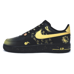 Nike Кроссовки Air Force 1 с антискользящим покрытием, износостойкие, низкие, мужские, для скейтбординга, черно-золотые cw2288-001(team598-乾坤鎏金) | black gold