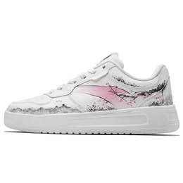 Anta Комфортные, нескользящие, амортизирующие, износостойкие, низкие кроссовки для скейтбординга, мужские, белые, черные, розовые 912418001q-2（team114-男款国画梅花） | white black pink