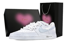 Nike Кроссовки для скейтборда Court Vision 1 Frost Feather Wave, Heart Box, устойчивые к скольжению, низкие, мужские, цвет белый, синий dh2987-101(team773-霜羽掠波-爱心礼盒） | white blue