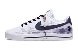 Nike Кроссовки Court Legacy Tai Chi Ink Wash Cover, противоскользящие и износостойкие, низкие, мужские, для скейтбординга, белые, фиолетовые dh3162-100(team1068-太极水墨) | white purple