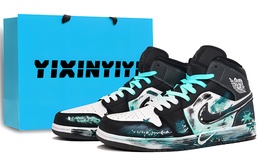 Баскетбольные кроссовки Air 1 Abrasion Resistance Mid Top Vintage, мужские, цвет Lake Cyan Jordan, Lake Blue (Shopping Bag Included) dq8426-001(team400-冰焰燃祭男女款青) | lake blue (shopping bag included)