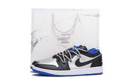 Jordan Баскетбольные кроссовки Air 1 с антискользящим и износостойким покрытием, низкие, винтажные, мужские, черные 553558-007(team拾伍-男款黑白二sbox) | black