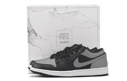 Jordan Баскетбольные кроссовки Air 1 Low Top Vintage, мужские, черно-серые 553558-067(team拾伍-男女同款黑灰sbox) | black gray