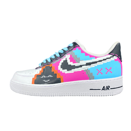 Nike Кроссовки для скейтбординга Air Force 1 HEN-Ji с противоскользящим износостойким верхом, мужские, белые cw2288-111（team709-疯狂像素） | white