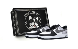Nike Кроссовки Air Force 1 Puppy Fragment, Special Shoe Box, низкие, мужские, для скейтбординга, белые, темно-серые dv0788-001(team85-璀璨烟灰as-box) | white