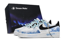 Nike Низкие износостойкие кроссовки для скейтбординга Air Force 1, мужские, синие cw2288-111(team683-青云黑礼盒) | blue