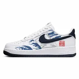 Nike Кроссовки Air Force 1 с противоскользящим покрытием, износостойкие, низкие, мужские, белые, синие fj4146-104(team10-云海a) | white blue