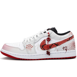 Jordan Износостойкие низкие винтажные баскетбольные кроссовки Air 1, мужские, красно-серые 553558-161（team342-瑞蛇呈祥s-box） | red gray