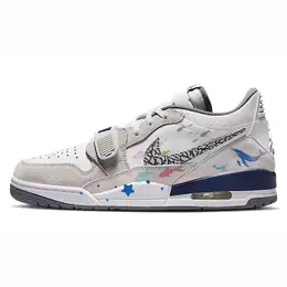 Jordan Баскетбольные кроссовки Legacy 312 с низким верхом, износостойкие, нескользящие, винтажные, мужские, серо-белые cd7069-124(team181-鱼跃海浪) | light gray