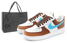 Nike Кроссовки Air Force 1 07, износостойкие, низкие, для скейтбординга, мужские, коричневые, синие cw2288-111(team1284-可露丽 s) | brown blue