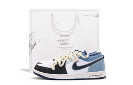 Jordan Баскетбольные кроссовки Air 1, износостойкие, винтажные, низкие, мужские, белые, синие ih0648-141(team拾伍-男女同款白蓝五sbox) | white blue