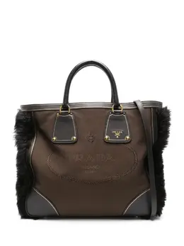 Prada 2010s shearling-trim tote bag 27613159