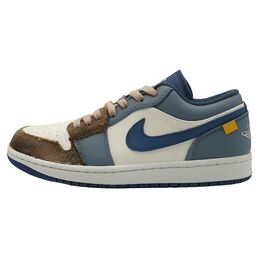Jordan Баскетбольные кроссовки Air 1 из износостойкого винтажного материала, низкие, мужские, пшенично-синие 553558-414（team1322-稻穗） | sky blue