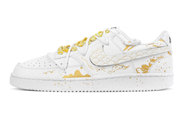 Nike Кроссовки Court Vision 1 Golden Snake, парящие сквозь облака, с низким верхом, для скейтбординга, белые, золотые, мужские dh2987-101(team459-金蛇腾云) | white gold