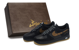 Nike Кроссовки для скейтбординга Air Force 1, мужские, низкие, черно-коричневые ib6388-001(team80-男款孤独人偶s-box) | black brown