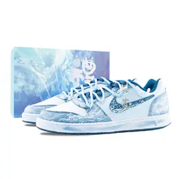 Nike Кроссовки для скейтбординга EBERNON Deep Sea Secret Realm, износостойкие, низкие, мужские, белые, синие if0847-141（team626-深海秘境-sbox） | white blue (special box)