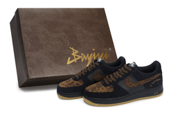 Nike Кроссовки для скейтбординга Air Force 1, мужские, низкие, черно-коричневые ib6388-001(team80-男款焦糖腰果花sbox) | black brown