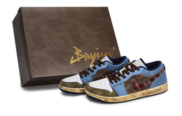 Jordan Баскетбольные кроссовки Air 1 Vintage, низкие, мужские, белые, синие, красные/коричневые ih0648-141(team80-男款西部假日s-box) | white blue red brown