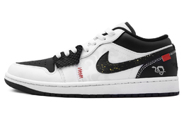 Jordan Баскетбольные кроссовки Air 1 Serpent Wisdom Blessing с низким верхом, износостойкие, антискользящие, мужские, черно-белые 553558-132(team582-灵蛇睿福) | black white
