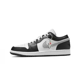 Jordan Баскетбольные кроссовки Air 1 Mystic Gray с амортизацией, износостойкие, низкие, винтажные, черные, мужские 553558-165（team1319-玄灰） | black