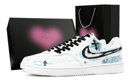 Nike Кроссовки Court Vision 1 Faith Of The Wind, износостойкие, низкие, для скейтбординга, мужские, небесно-голубые dh2987-101(team1171-风之信仰-礼盒） | sky blue