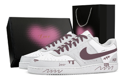 Nike Кроссовки Court Vision Little Bear Love Box для скейтбординга, износостойкие, розовые, мужские hm9862-002(team773-小熊-爱心礼盒) | white gray pink