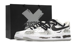 Nike Кроссовки Air Force 1 Cyan Smoke в китайском стиле, износостойкие, низкие, для скейтбординга, мужские, белые fj4146-100（team218-青烟s-box） | white