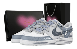 Nike Кроссовки для скейтбординга Court Vision Ocean Current, Heart Box, износостойкие, низкие, мужские, белые, серые, синие hm9862-002(team773-洋流-爱心礼盒) | white gray blue