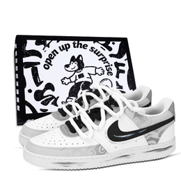 Nike Кроссовки Court Vision 1 Blade Totem, износостойкие, низкие, для скейтбординга, мужские, черные, белые, серые dh2987-101（team-883利刃图腾鞋盒） | black white gray