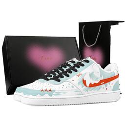 Nike Кроссовки Court Vision 1 Relaxing Moment, износостойкие, низкие, для скейтбординга, мужские, зеленые, оранжевые dh2987-101(team1171-轻松时刻-礼盒） | cyan