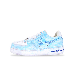 Nike Кроссовки Air Force 1 Blue Thunderstorm, износостойкие, низкие, для скейтбординга, мужские, белые, синие cw2288-111（team694-蓝雾霹雳) | white blue