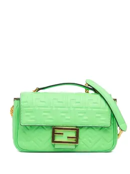 Fendi 2010-2024 Zucca Embossed Leather Chain Midi Baguette shoulder bag 28391029