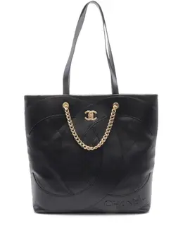 CHANEL Pre-Owned: Чёрная сумка-шоппер 